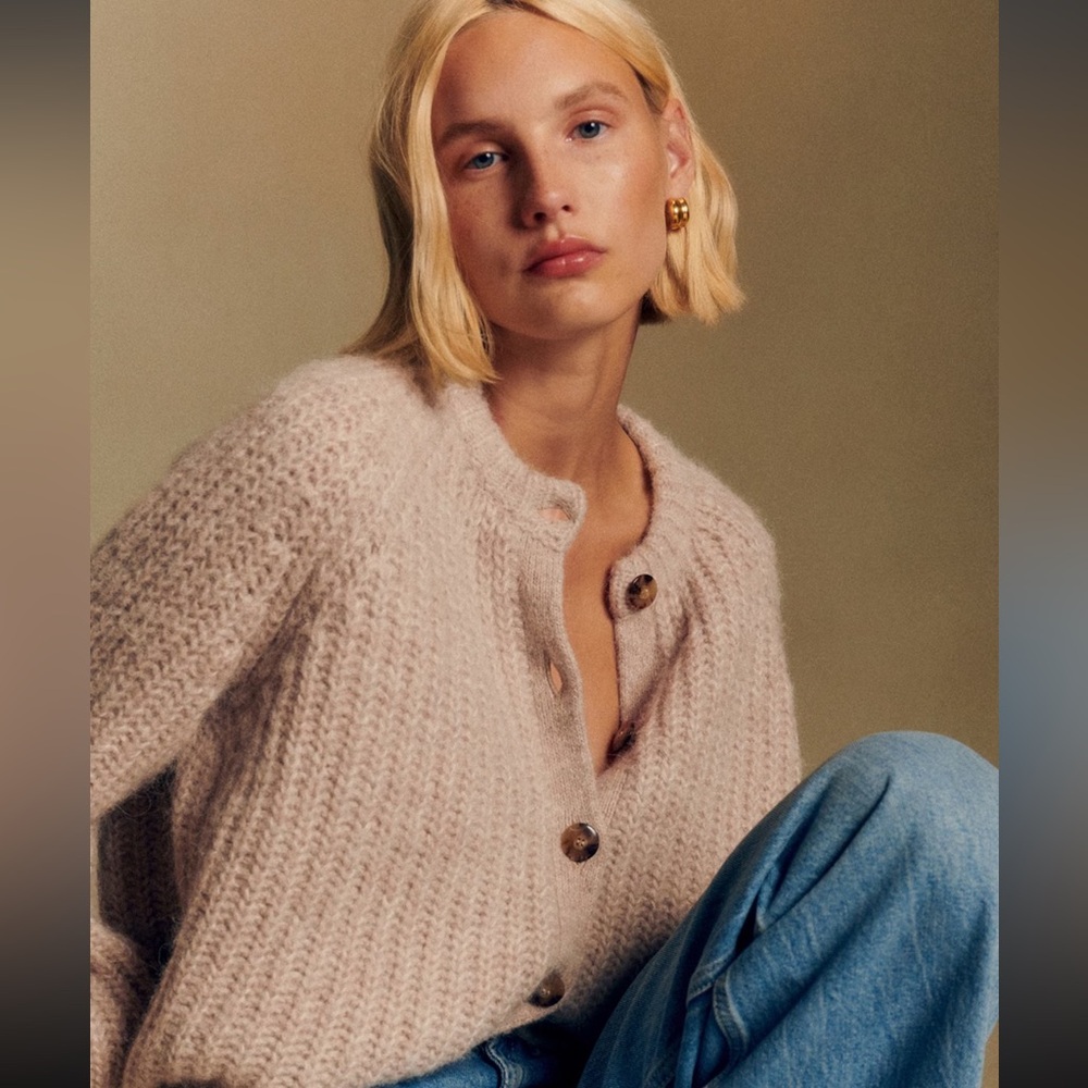 Sezane Emile Cardigan Light Beige - Size M